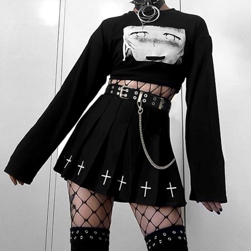 2 Pcs Studded Belt, Y2K Belt Star Belt Double Grommet Belt with Chain Goth Punk Rock for Women Men4