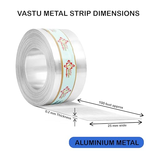 Image of Aluminium Strip | 1 INCH | Pack of 1 | Strip for Vastu Remedy | Width-25mm, Thickness-0.2mm, Length-100 Feet Approx | Vastu Steel Strip for Toilet Correction |