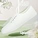 Womens White Canvas Sneakers Low Top Lace-up Canvas Shoes Lightweight Casual Tennis Shoes(White.US8)