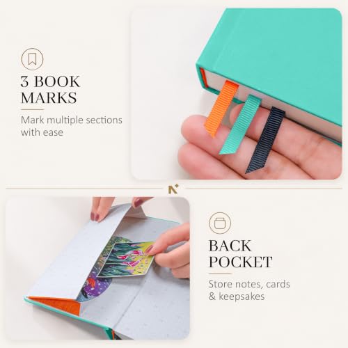 Image of NEORAH -A5 DOTTED | 368 Pages - 110 Gsm |PAGE A DAY JOURNAL (21x14.8 cm)-Hardcover Dot Grid Notebook |Back Pocket |3 Silk Book Mark - Completely HANDMADE for Journaling,writing- TEAL