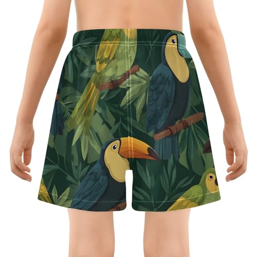 Bolaz Toddler Boys Swimwear Swim Trunks with Compression Liner 4T Toucan Green Plant3