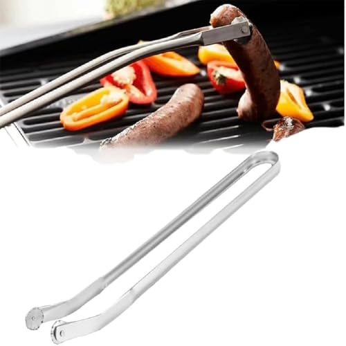 Pince à saucisses rotative pour barbecue avec roues, en acier inoxydable, longue pince de cuisine pour les fêtes, les barbecues de jardin (argenté)
