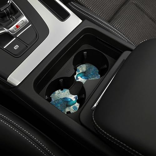 Porta vasos para carro 2 piezas diseño Peacock universal miniatura 2