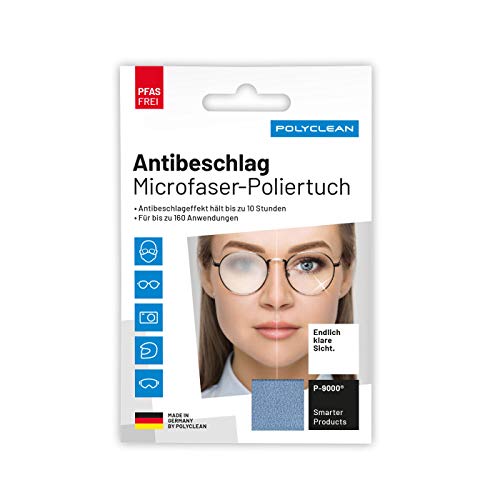 POLYCLEAN 1x Antibeschlagtuch Brille – PFAS-freies Anti Fog Tuch mit neuer Rezeptur – Made in...