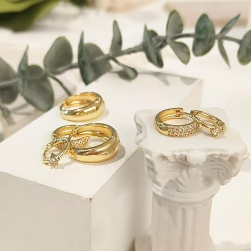 Luxval 14K Gold Plated Earrings for Women - Trendy Lightweight Huggie Hoops - Dainty Small Jewelry Sets - Gifts for Women3