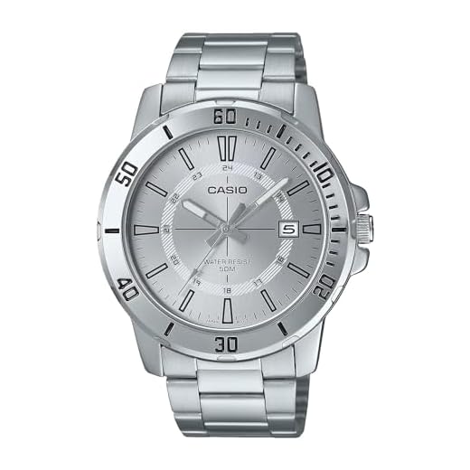 Casio MTP-VD01D-7CV Relógio masculino Enticer de aço inoxidável 24 horas com mostrador prateado casual analógico esportivo, prata-analógico, Casual