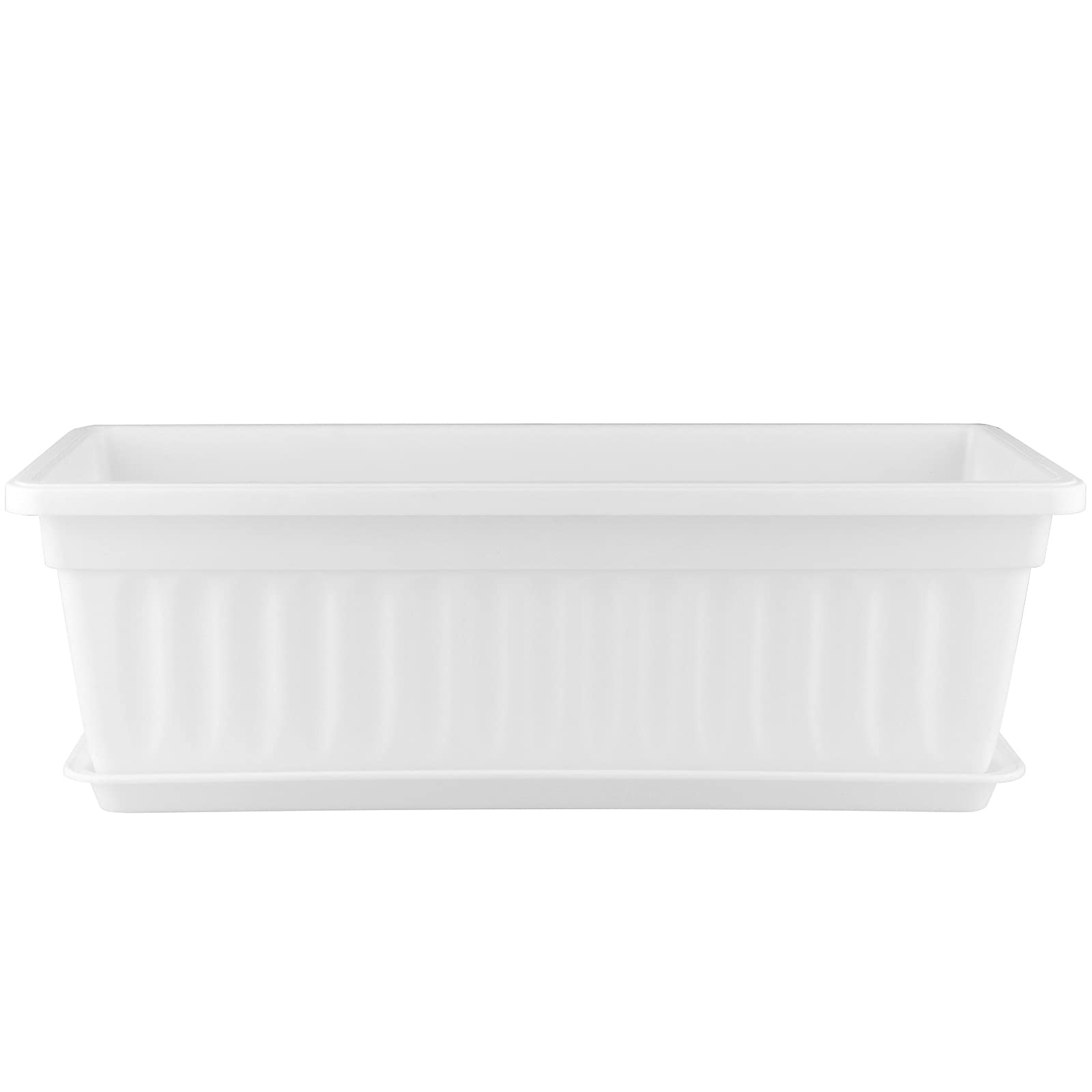 Skelang 5 Pcs Pots de Fleurs rectangulaires 42,7cm, Support pour Plante avec Plateau, jardinière de Jardinage avec étiquette, boîte de seuil de fenêtre pour Plantes Grasses, Herbes, Fleurs (Blanc)