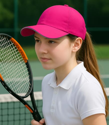 New Updated Girls Criss Cross Ponytail Hat Reflective Baseball Cap Waterproof Quick Dry Summer Sports Hats for Kids Age 7-122