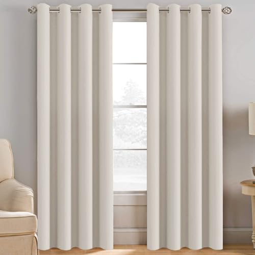 Image of H.VERSAILTEX Light Blocking Curtain for Living Room Thermal Insulated Window Treatment Panel /Drape for Dining Room, Elegant Soft Curtain for Bedroom Grommet Top One Panel (Ivory - 52x90 Inches)