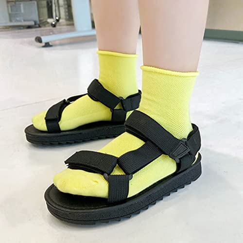 Baby Girl Socks Children's Spring Summer Solid Candy Color Socks Toddler Kids Baby Boys Girls Thin Mesh Crew Socks (Yellow, 2-4 Years)3