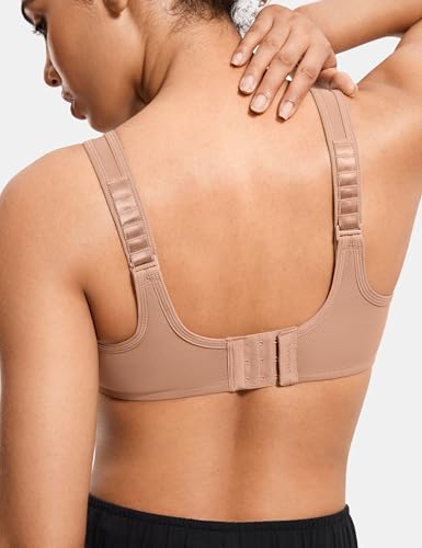 Image of SYROKAN Women's Max Control Underwire Sports Bra | Outside Underwire, Ladder Adjustable Straps, Unlined Seamless Cups, Moisture-Wicking Fabric