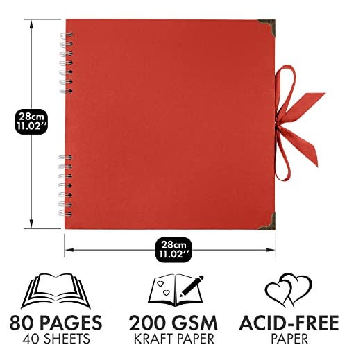 image for Bstorify Square Scrapbook Photo Albums 80 Pages (11 x 11 Inch) Red Thi