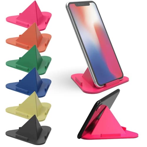 Image of Pack of 6pc Pyramid Triangle Shape Mobile Holder Table Anti Slip, Safe, Multi Angle Table Mobile Holder, Mobile Mount,