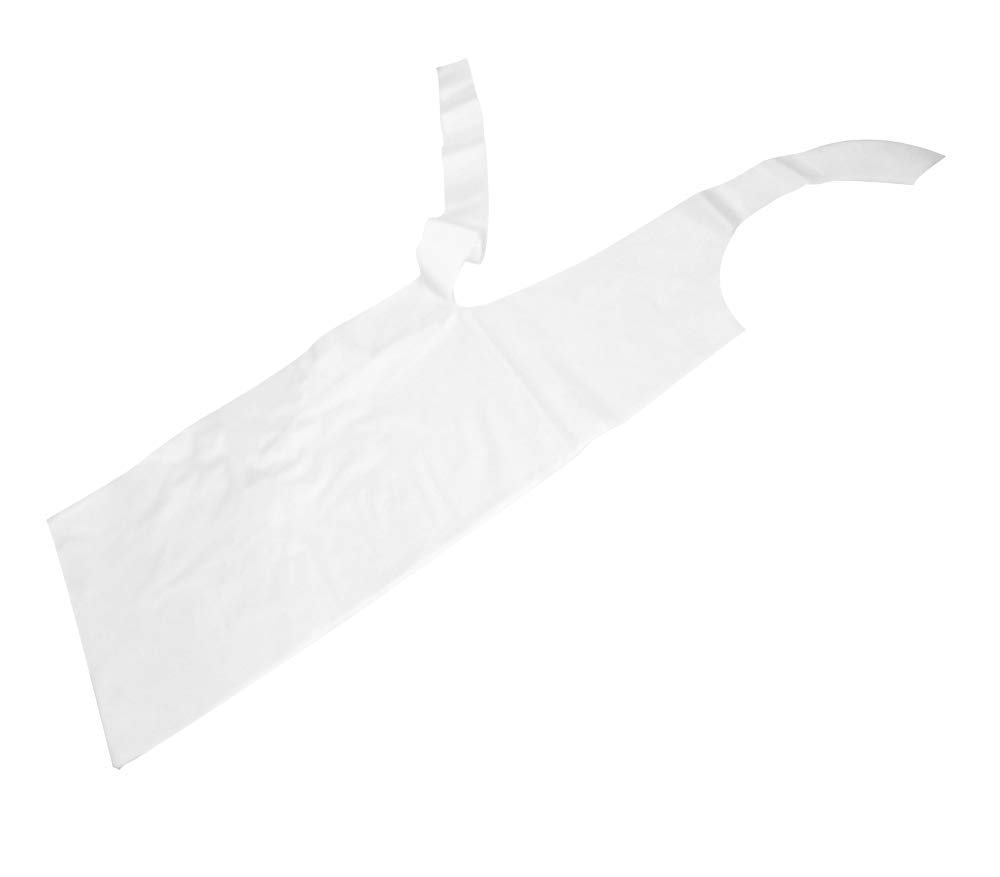 PZ 50 GREMBIULE MONOUSO IN POLITENE BIANCO CM 70 X 110 PER LABORATORI E MACELLERIE