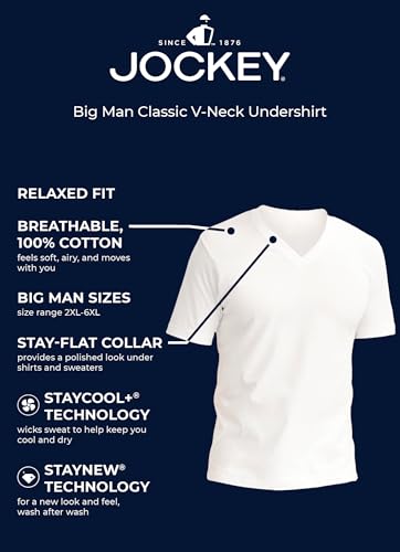 Jockey Men's Undershirt Big Man Classic V-Neck Undershirt - 2 Pack4