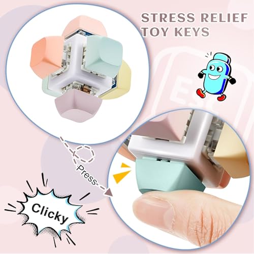 Image of Decompression Toys Keyboard Clicker Toy Keyboard Cube Mechanical Key Button Stress Relief for Adult Gifts to Relief Pass Time (Random Colour)