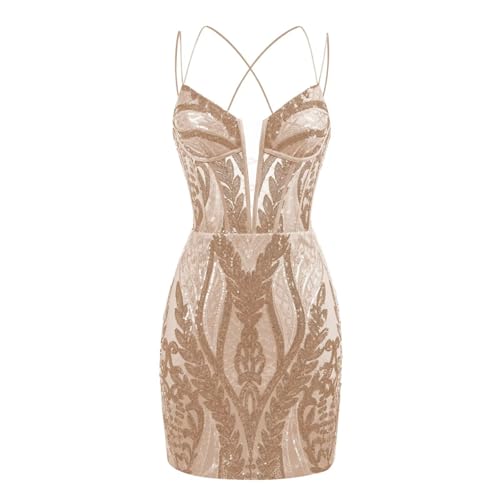 Spaghetti Straps Homecoming Dresses for Teens Sparkly Sequin Short Tight Cocktail Party Gown