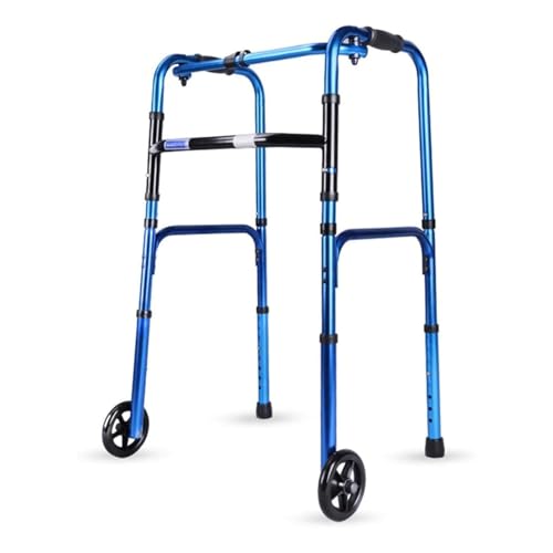 Cadre de marche pliable 2 roues : déambulateur aluminium réglable et léger