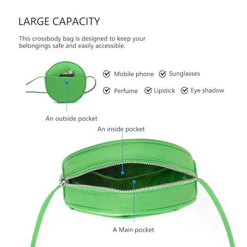 Image of Circle Crossbody Bag for Women NYLON Circle Purse with Zipper Adjustable Knot Shoulder Straps