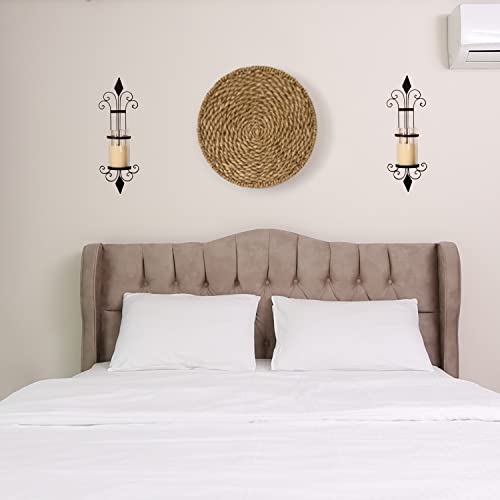 Adeco Hd0006 Wall Hanging Candle Holder Sconce, Black With Antique Finish #TOP2