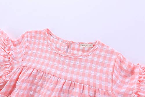 Little Girls Dresses Short Sleeve Cotton Plaid Kids Summer Dress3