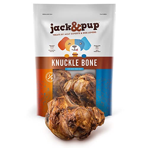 Jack & Pup Beef Knuckle Bones for Dogs Natural Dog Knuckle Bones for Large Dogs Savory Smoked Beef Flavor - 2 Pack
