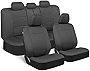 BDK PolyPro Car Seat Covers Full Set in Solid Charcoal – Front and Rear Split Bench Car Seat Cover, Easy to Install, Interior Covers for Auto Truck Van SUV