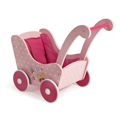 Holzpuppenwagen für Baby-Puppen bis 54 cm, Puppenwagen aus Holz,...