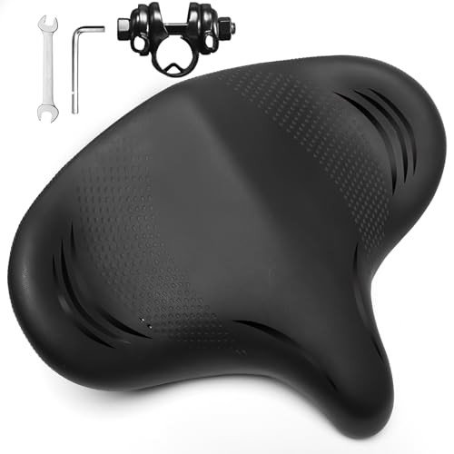 BUCKLOS Extra Wide Comfort Bike Seat Cushion for Men Women - Bicycle Big Soft Foam Padded Seats for Exercise Bike/Peloton/Ebike/Stationary Bike/Spin Bike