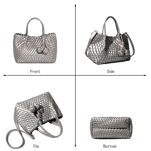 Image of Woven Tote Bag for Women, Hobo Bag for Work, Large Beach Travel Handbags and Purses, Retro Shoulder Bag, Shopping Bag