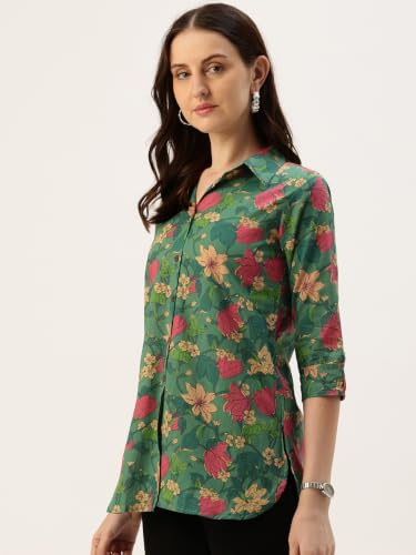 Image of feranoid Classic Collared Cotton Shirt with 3 /4 Sleeve for a Timeless Casual Look