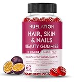 NUELATION Hair Skin and Nails Gummies with Biotin (6000mcg), Collagen & PABA - Hair, Skin, and Nails Vitamins for Women and Men - Supports Hair Growth, Stronger Nails, Healthy Skin - 30 Servings
