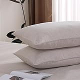 100% French Linen Pillowcase Set of 2, Breathable Envelope Closure Soft Linen Pillow...