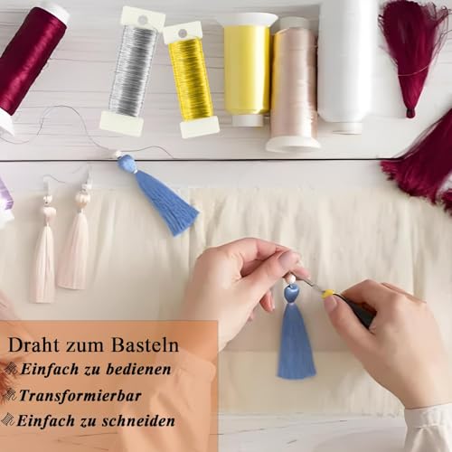 NISENTIA 150m × 0,35mm Basteldraht Dünn, 3 Rollen Draht zum Basteln, Schmuckdraht Kupferdraht Wickeldraht Blumendraht für Basteln, Weihnachten Deko, Handwerk, Pflanzen Blumen(50m/Rolle)