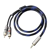 JORZOR Audiophile HiFi OFC Audio Cable 3.5mm Male to 2 RCA Male Audio Cable for Connects a Smartphone, Tablet, or MP3 Player to a Speaker or Other RCA-Enabled Devices (1.5M(4.9FT))