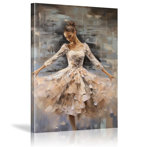 Tableau ballerine aquarelle 90x120 cm avec cadre pour déco de danse