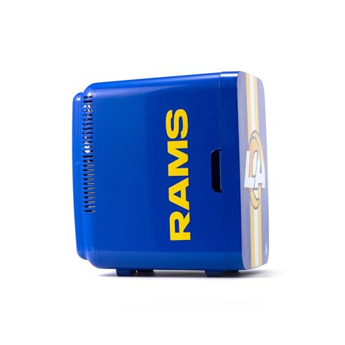 Image of Ukonic NFL Los Angeles Rams 15-Can Mini Fridge 10L - AC /DC Powered, Official Team Colors & Logo, Portable Cooler for Tailgates, Home, Office, or Car