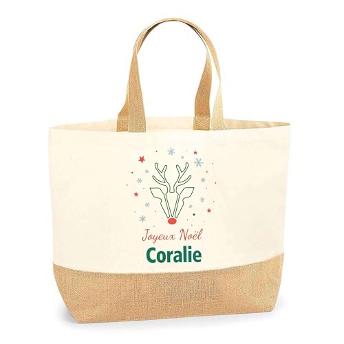 Sac Joyeux Noël Coralie Cerf - Sac shopping cadeau Noël humour collègue