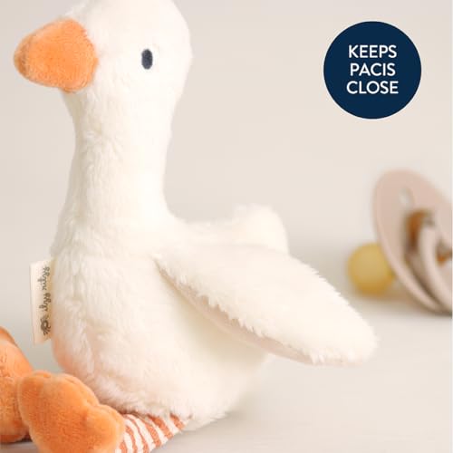 Image of Itzy Ritzy Pacifier & Lovey Set - Natural Rubber Paci with Stuffed Animal - Detachable Plush Goose Pacifier Holder & Coordinating BPA-Free Soother, Ideal for Ages 0-6 Months (Goose)