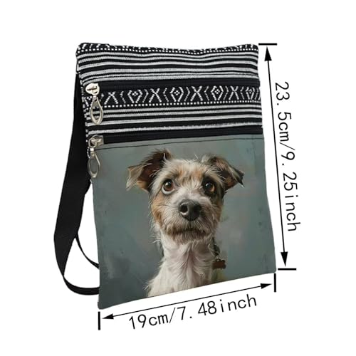 Parson Jack Russell Terrier Messenger Bag Small Ethnic Pattern Printed Adjustable Strap Crossbody Zipper Bag Parson Jack Russell Terrier Phone Bag Wallet Cute Shoulder Handbag for Women - 12