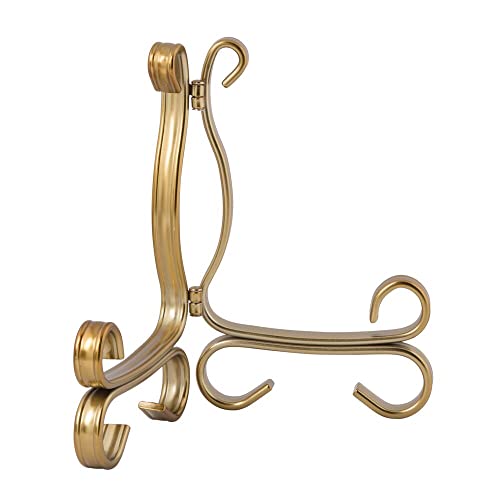 Mdesign Decorative Metal Display Easel, Cookbook Holder, And Plate Stand For Kitchen And Household Storage Of Tablets, Books, Plates, Pictures, Displays - 4 Pack - Aged Brass #TOP6