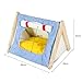SEZDEKI Rabbit Tent Wood Guinea Pig Hideout Large with Curtain & Cushion Easy to Assemble Small Animal House Cage Accessories for Pet Bunny, Ferret, Rat, Chinchilla, Squirrel (Blue, Large)