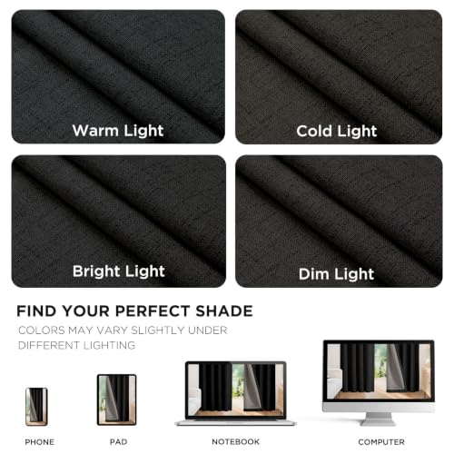 Joydeco Blackout Curtains for Bedroom - 100% Light Blocking 2 Panels Set Black Drapes 37" W x 72" L, Thermal Insulated Room Darkening Curtains, Linen Textured for Living Room, Rod Pocket & Back Tabs by Joydeco - Used condition - Image 9