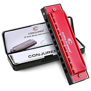 Conjurer Blues Harmonica C Mouth Organ for Children& Adults, Blues Harp 10 Holes Diatonic Harmonica Kids key of C, 1001C…