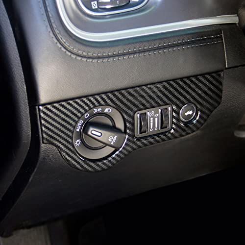 crosselec Carbon Fiber Central Control AC Gear Shift Cup Holder Headlight Switch Button Trim 5pcs for Dodge Charger 2015-2022