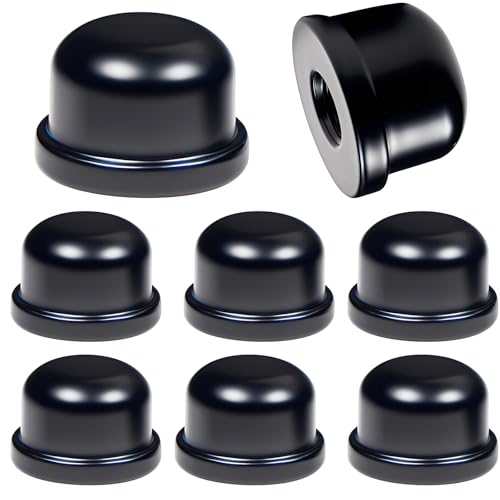 Image of Black Lamp Finials, 1 /4-27 Thread, 1 /2 Inch Lamp Shade Nuts for Harp Tops | 8 Packs Finish Metal Finials with 1 /4-27 Female Threads for Compatible Table, Floor, Desk And Bedside Lamp Harps