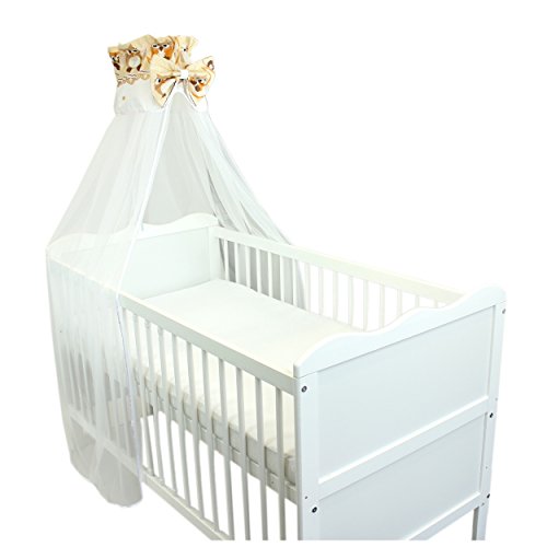 TupTam Babybett Himmel mit Schleife Transparent, Farbe: Eulen Beige, Größe: ca. 170x240 cm