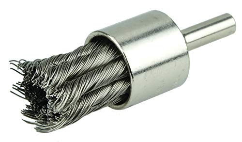 Image of Weiler 10388 Nickel-Plated Cup End Brush 3 /4 inch, .020 inch Stainless Steel Knot Wire Fill, Made in The USA (Pack of 10)