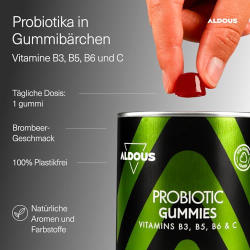 Probiotika Darmsanierung - 120 Gummies mit Natürlichem Brombeergeschmack - Darmflora, Blähungen, Völlegefühl - Bifidobacterium, Lactobacillus, Vitamin C, B3, B5, B6 - Für Gummibärchen-Liebhaber