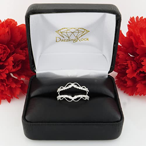 Dazzlingrock Collection 0.33 Carat (ctw) Round White Diamond Double Chevron Enhancer Guard Wedding Ring for Women in 925 Sterling Silver4